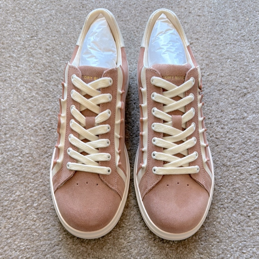TORY BURCH women’s blush ruffle suede tennis shoe new 9M